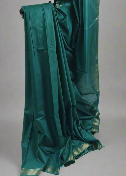 Teal Gold Mangalgiri Cotton Saree