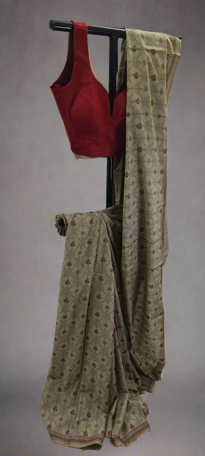 Sehej Dhaani Maheshwari Block Print Cotton Saree