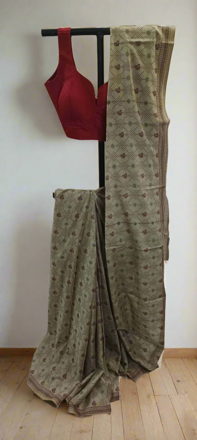 Sehej Dhaani Maheshwari Block Print Cotton Saree