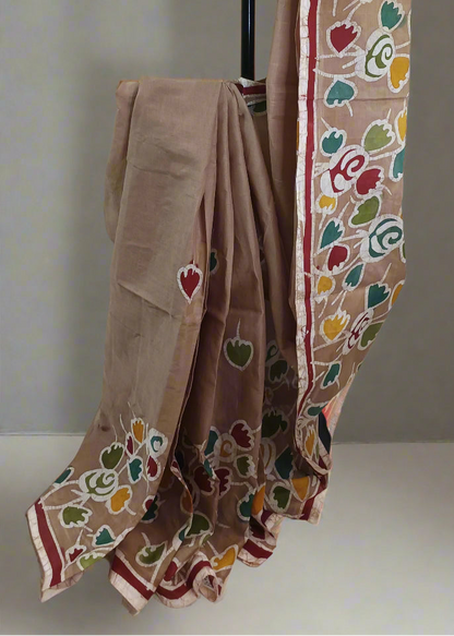 Clay Bloom Bolpur Batik Cotton Saree