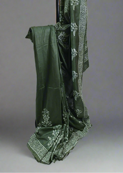 Anant Vriksha Bishnupuri Block Print Saree