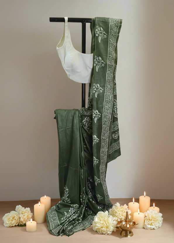 Anant Vriksha Bishnupuri Block Print Saree