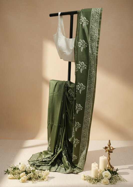 Anant Vriksha Bishnupuri Block Print Saree