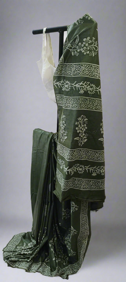 Anant Vriksha Bishnupuri Block Print Saree