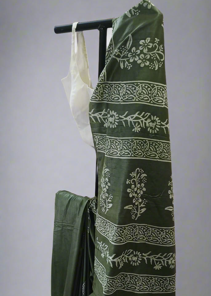 Anant Vriksha Bishnupuri Block Print Saree