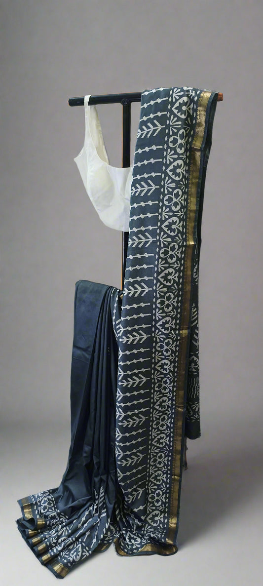 Shanta Neel Maheshwari Block Print Saree