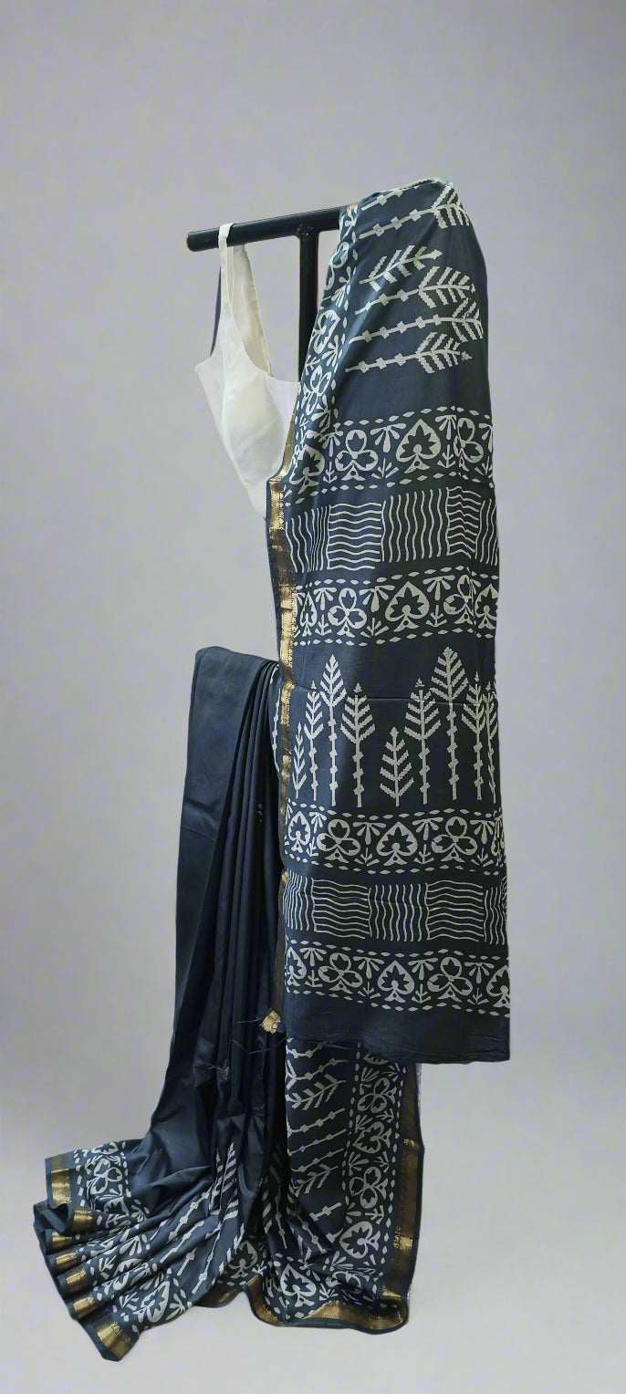 Shanta Neel Maheshwari Block Print Saree