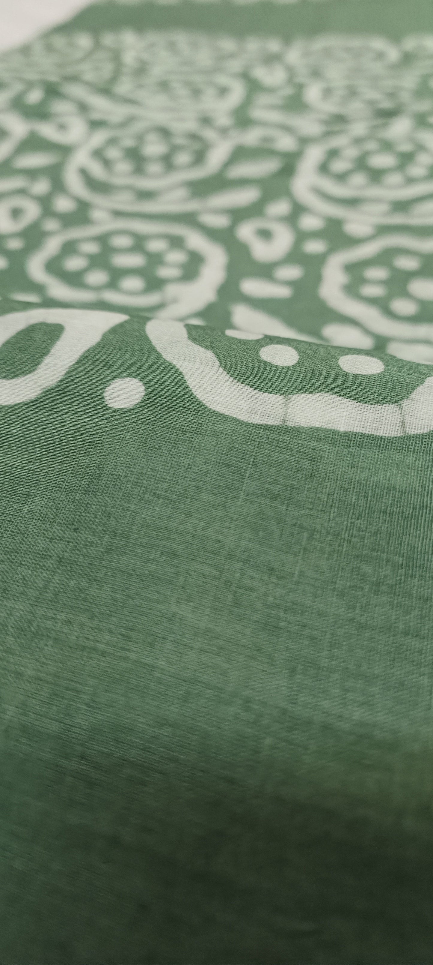 Pond Moss Hand Batik Cotton Saree