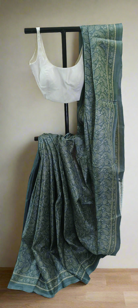 Moss Royal Paisley Print Saree