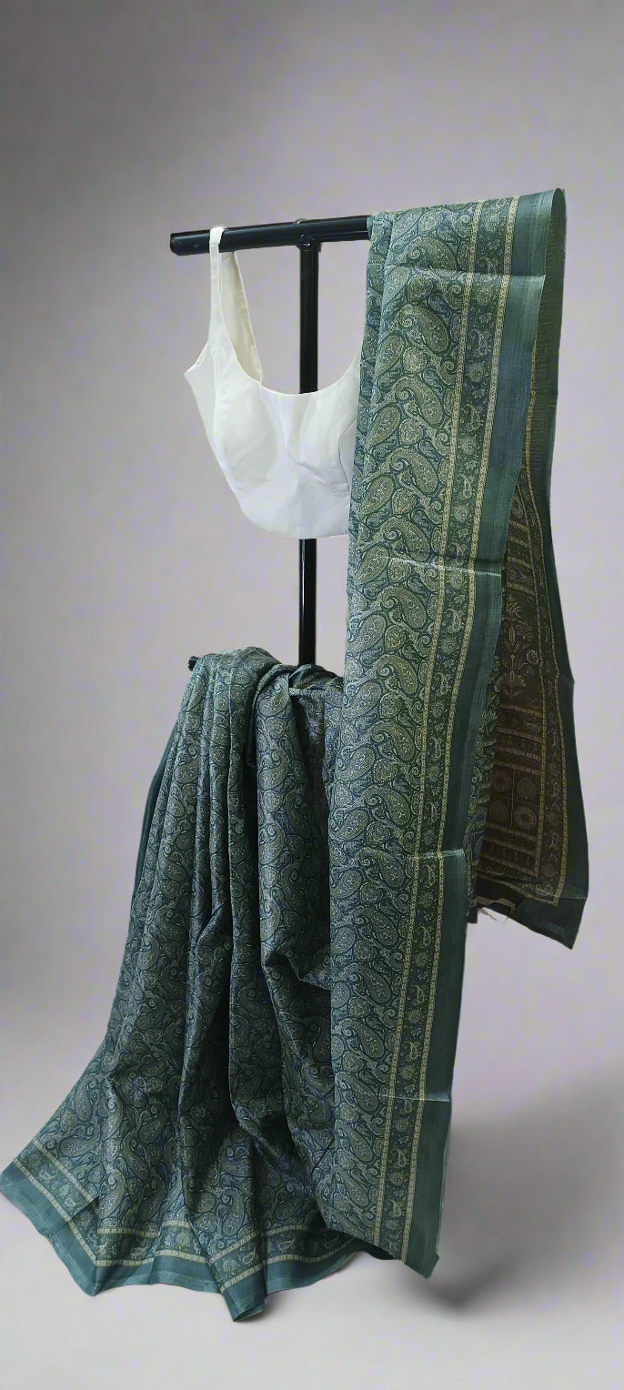 Moss Royal Paisley Print Saree