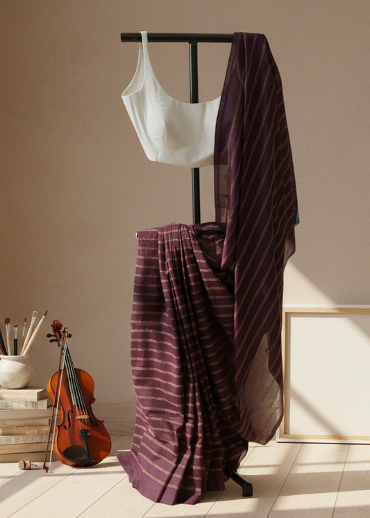 Twilight Soil Kantha Cotton Saree