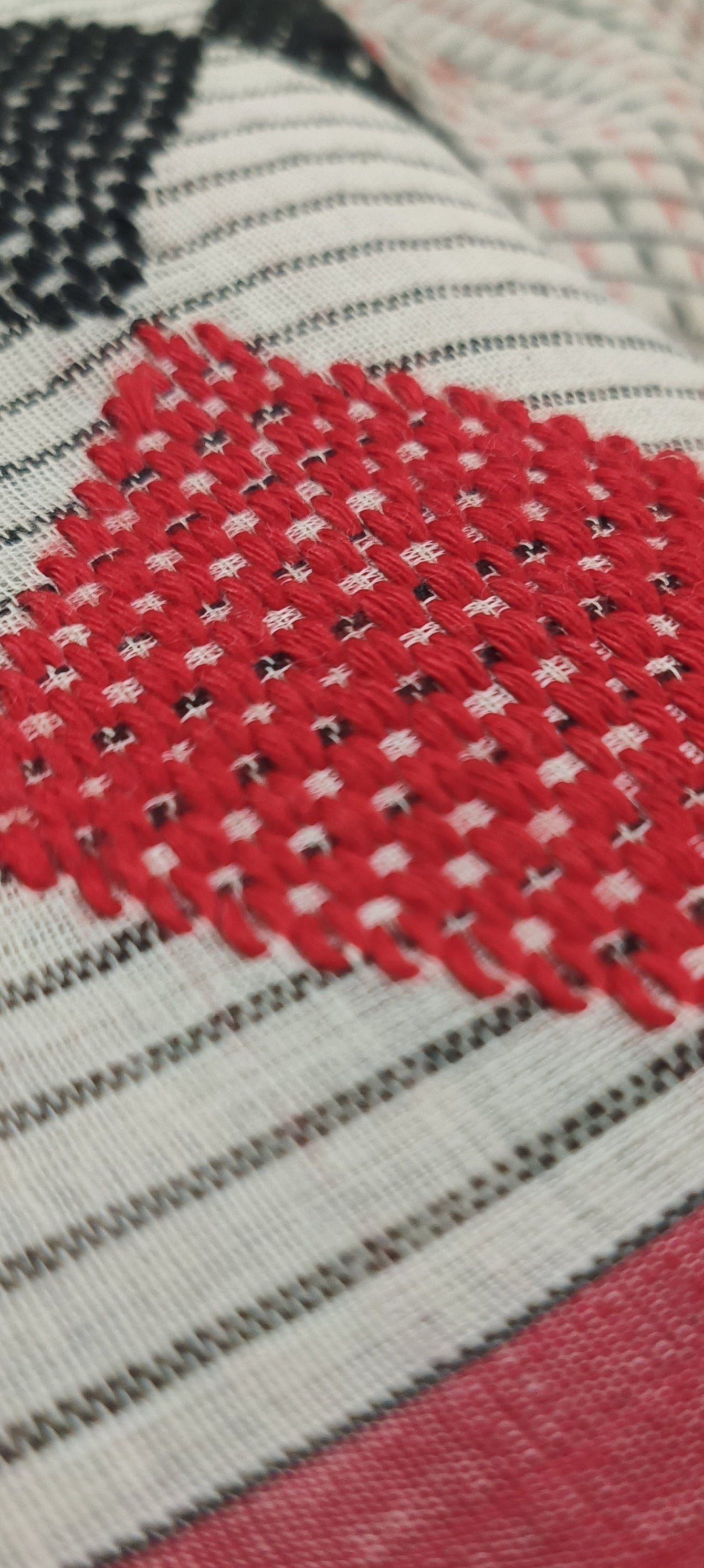 Memory Grid Kantha Stitch Cotton Saree