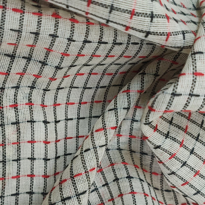 Memory Grid Kantha Stitch Cotton Saree