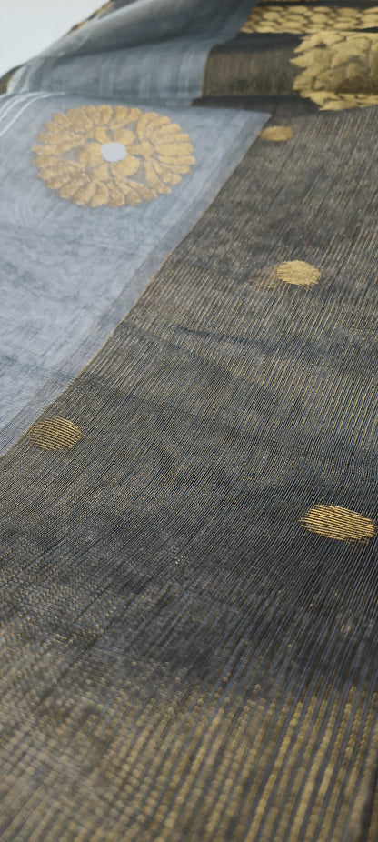 Peacock Dusk Tissue Muslin Saree