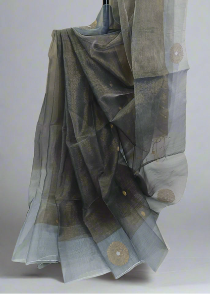 Peacock Dusk Tissue Muslin Saree