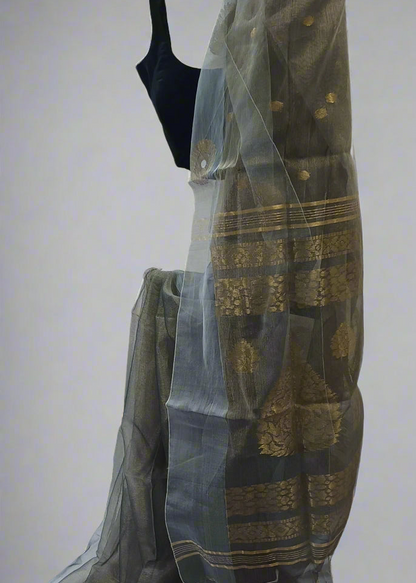 Peacock Dusk Tissue Muslin Saree