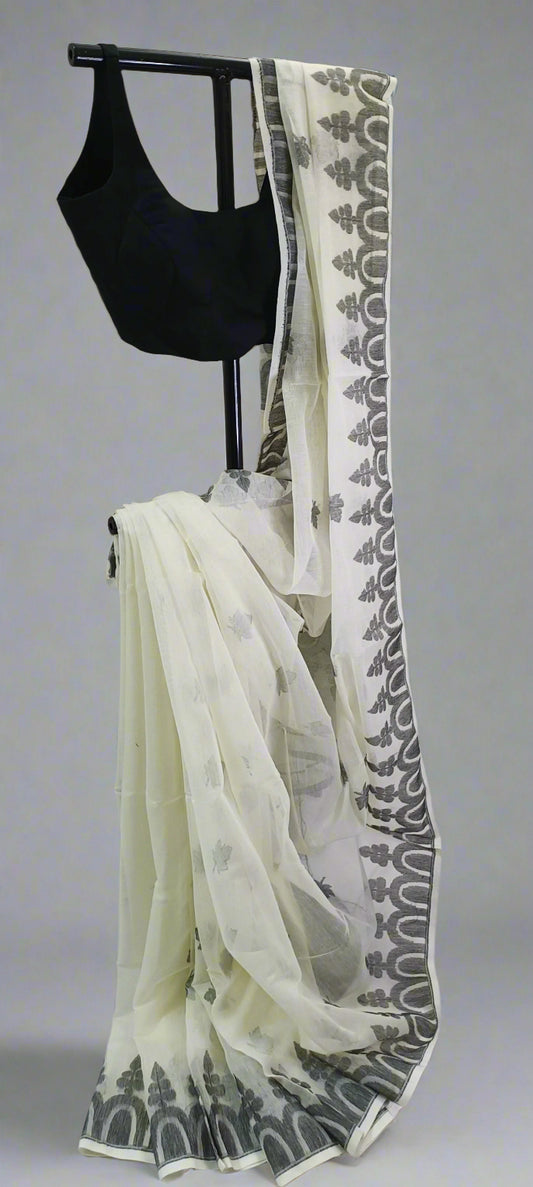 Ivory Smoke Soft Jamdani Saree