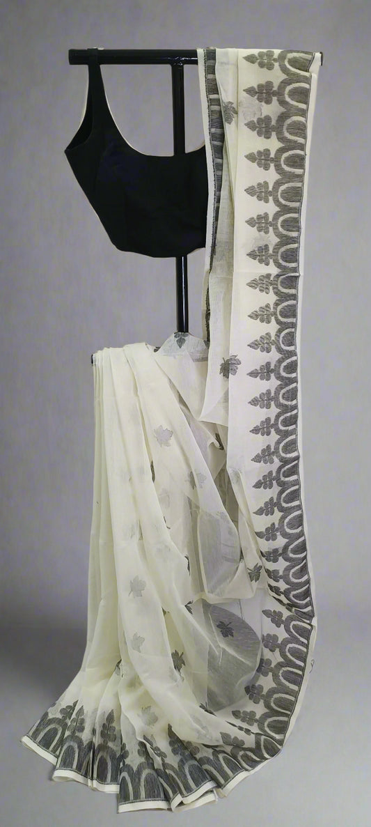 Ivory Smoke Soft Jamdani Saree