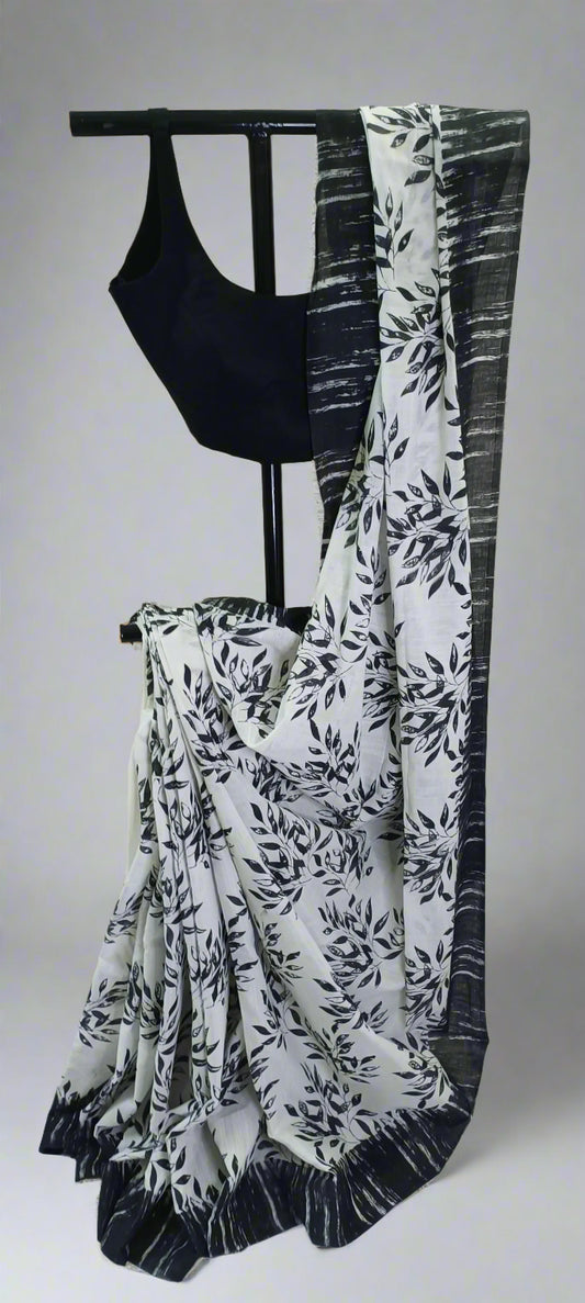 Charcoal Whisper Slab Cotton Saree