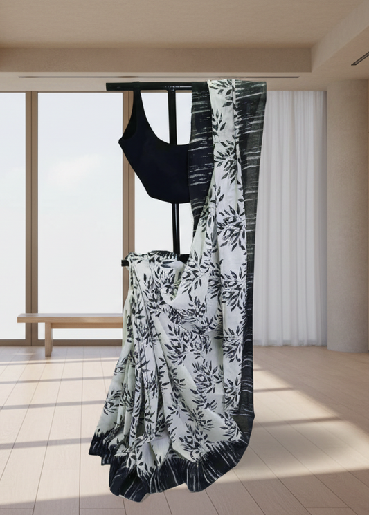 Charcoal Whisper Slab Cotton Saree