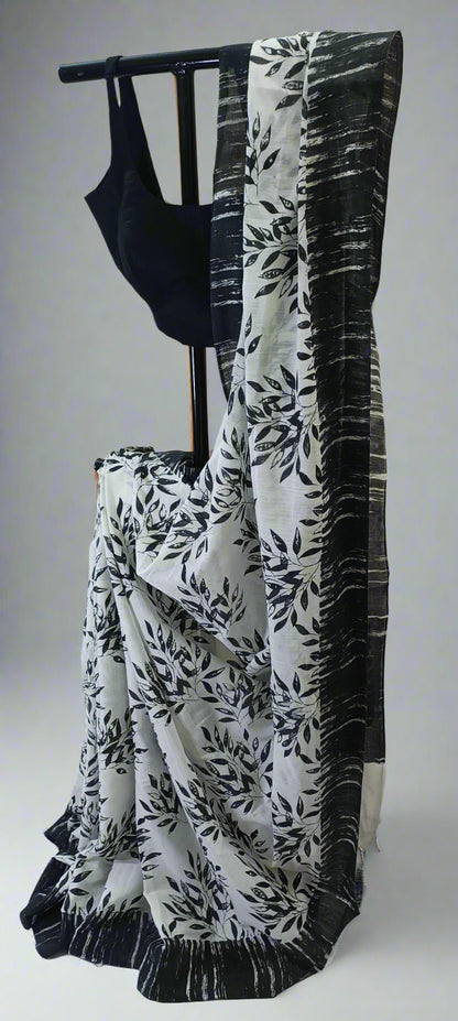 Charcoal Whisper Slab Cotton Saree