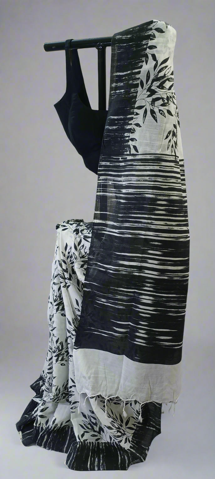 Charcoal Whisper Slab Cotton Saree