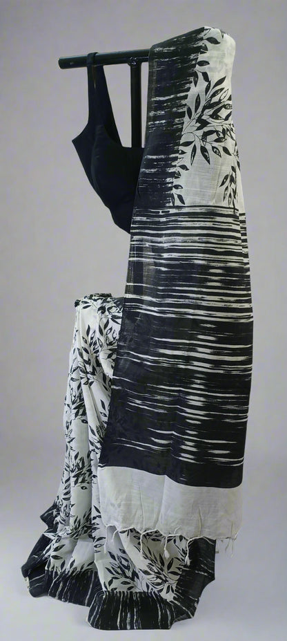 Charcoal Whisper Slab Cotton Saree
