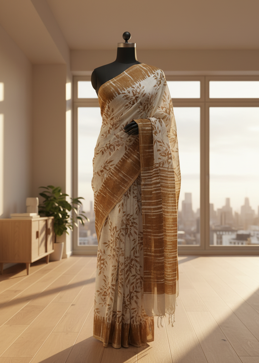 Terracotta Mist Slab Cotton Saree