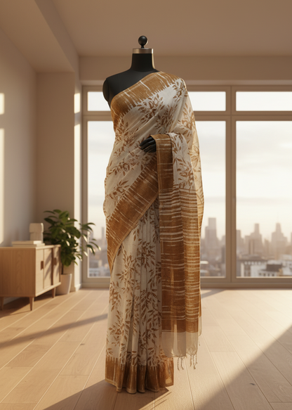 Terracotta Mist Slab Cotton Saree