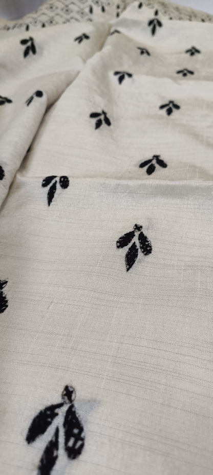 Shwetra–Noir Kantha Stitch Silk Saree