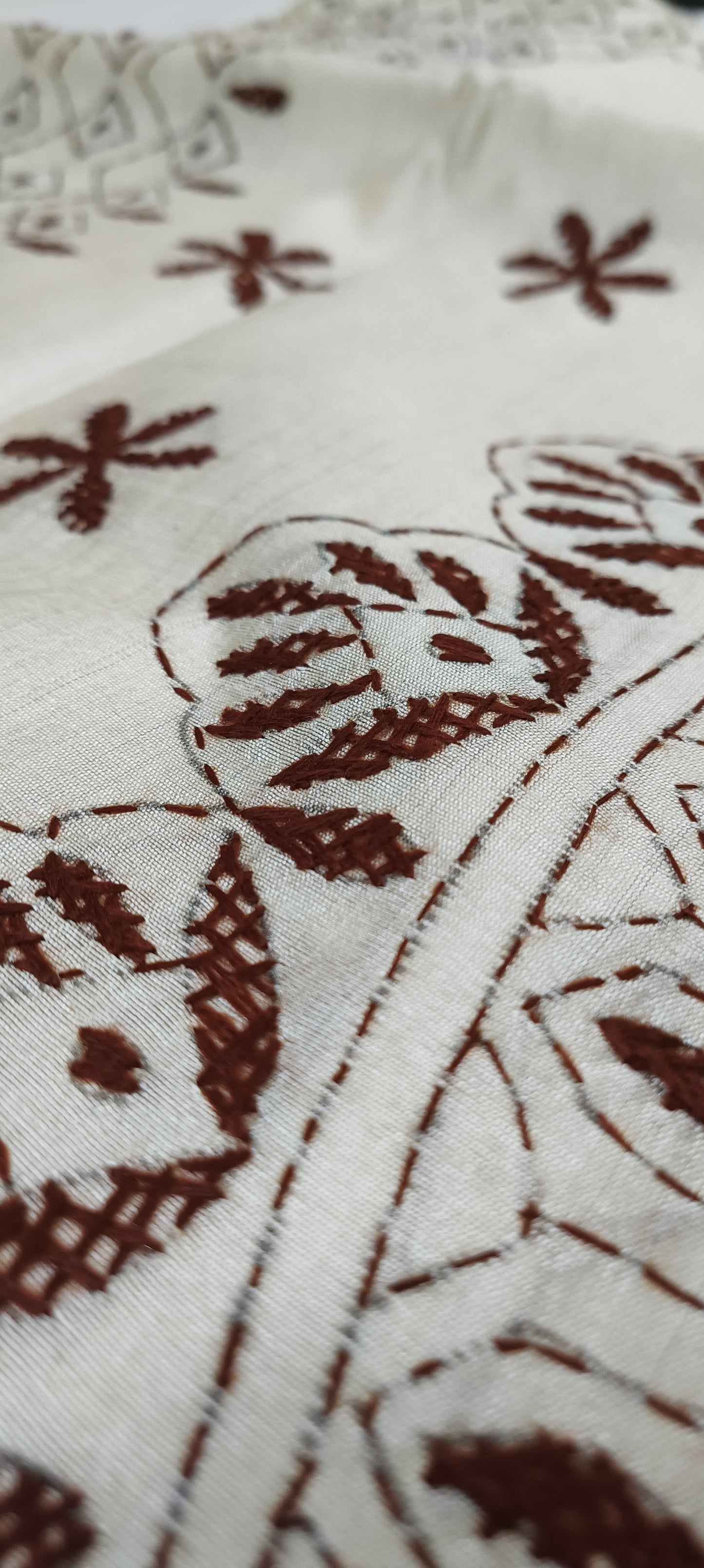 Shantimay Dhaga Kantha Stitch Silk Saree