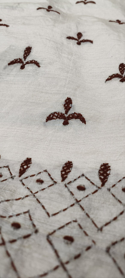 Shantimay Dhaga Kantha Stitch Silk Saree