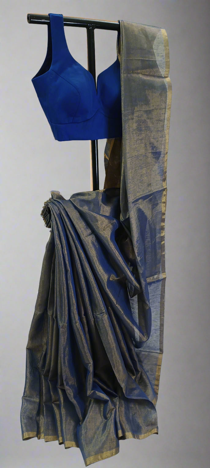 Noor-e-Neel Tissue Linen Saree