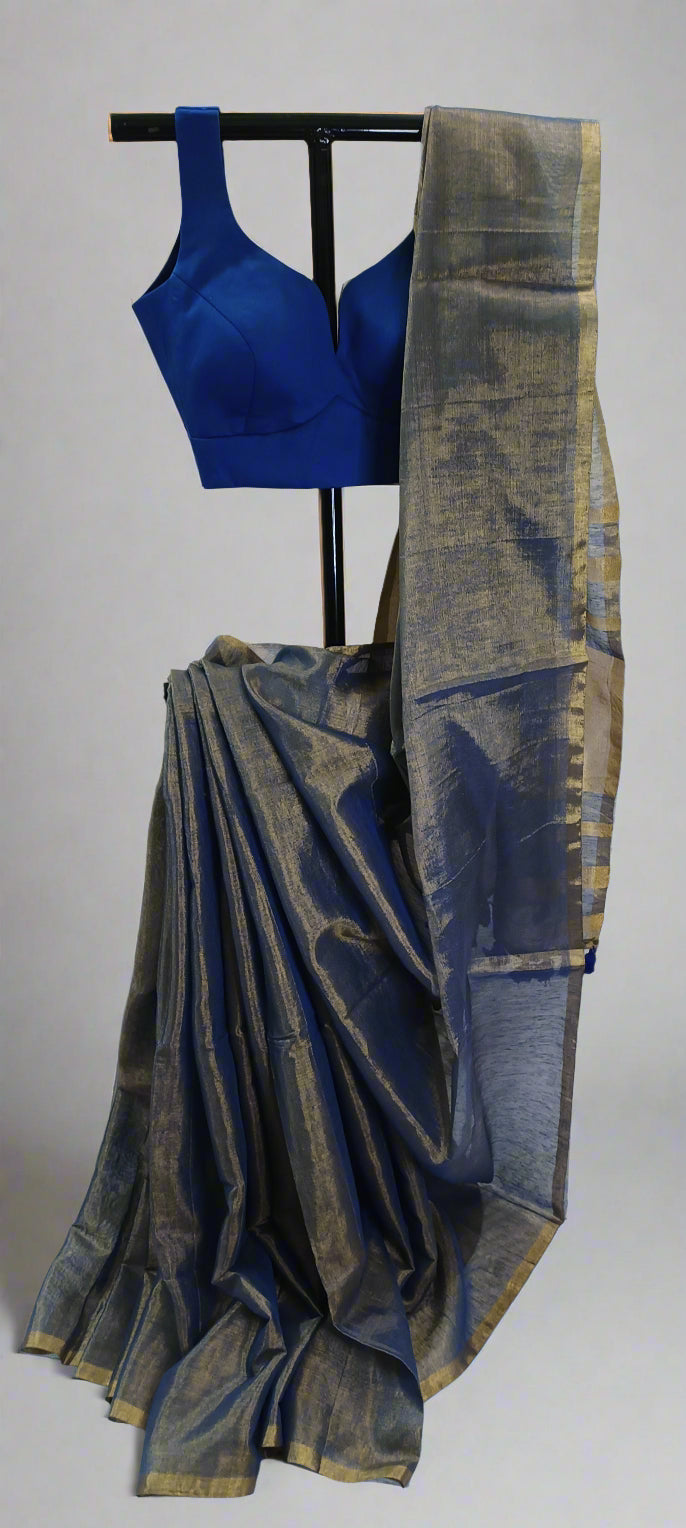 Noor-e-Neel Tissue Linen Saree
