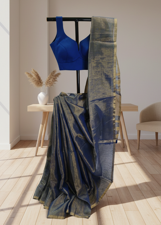 Noor-e-Neel Tissue Linen Saree