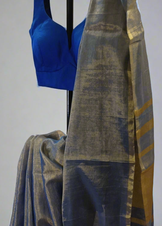 Noor-e-Neel Tissue Linen Saree