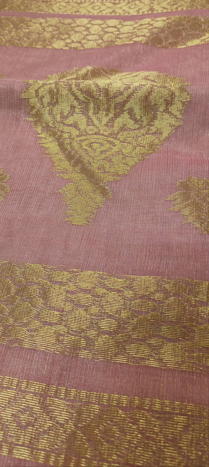 Sondhi Gulabi Tissue Muslin Saree