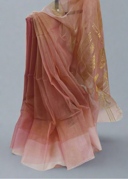 Sondhi Gulabi Tissue Muslin Saree