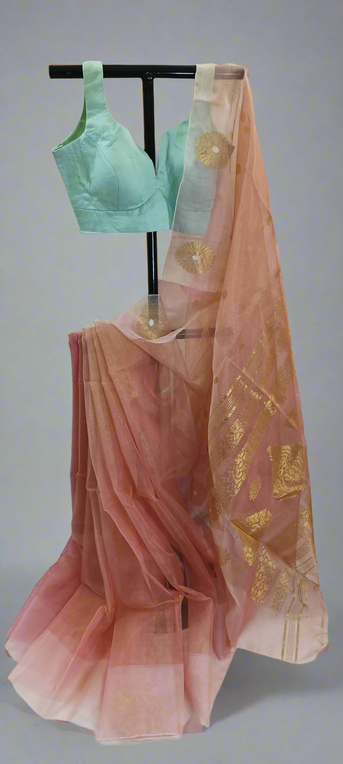 Sondhi Gulabi Tissue Muslin Saree