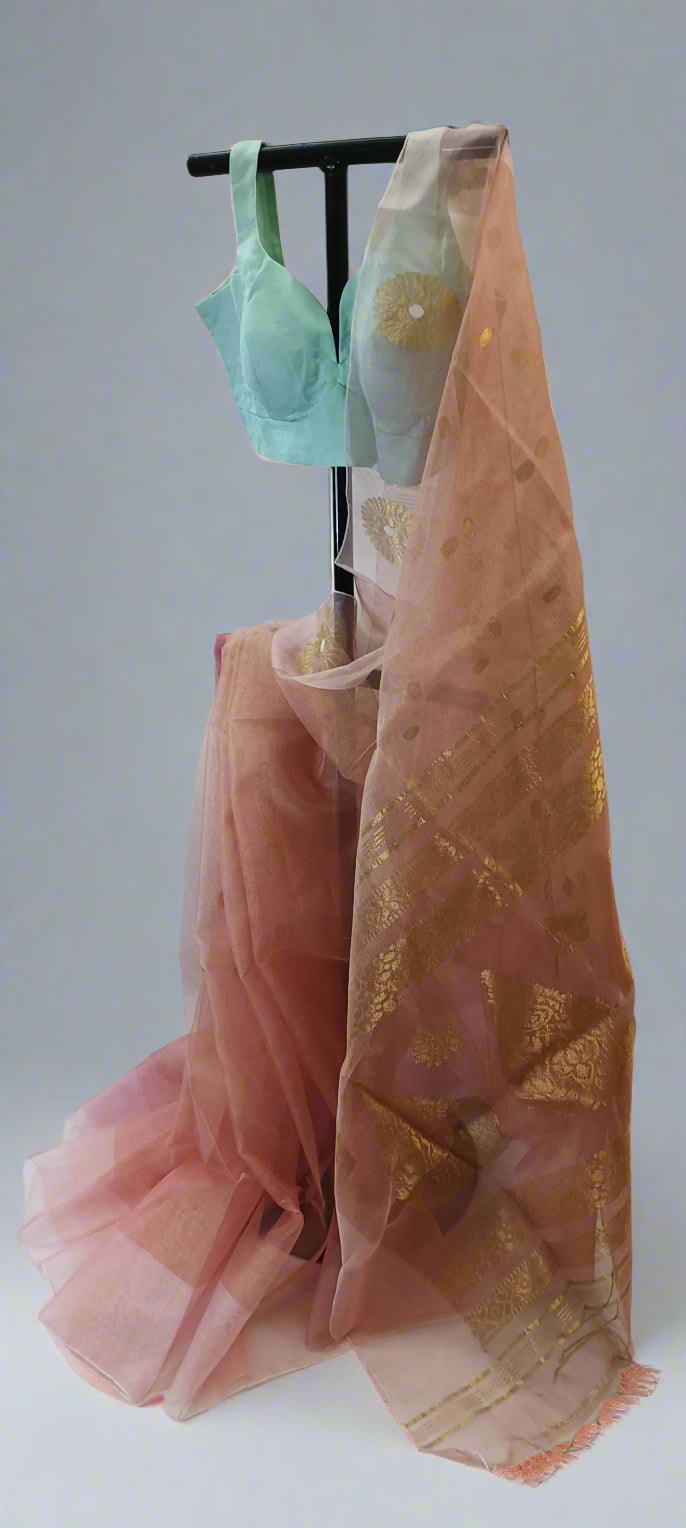 Sondhi Gulabi Tissue Muslin Saree