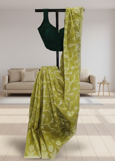 Citron Bloom Slab Cotton Saree