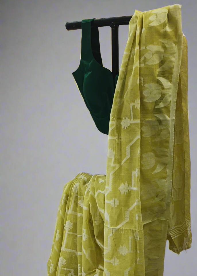 Citron Bloom Soft Jamdani Cotton Saree