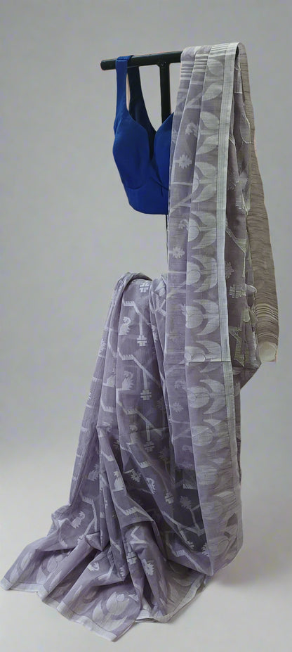 Lilac Whisper Slab Cotton Saree