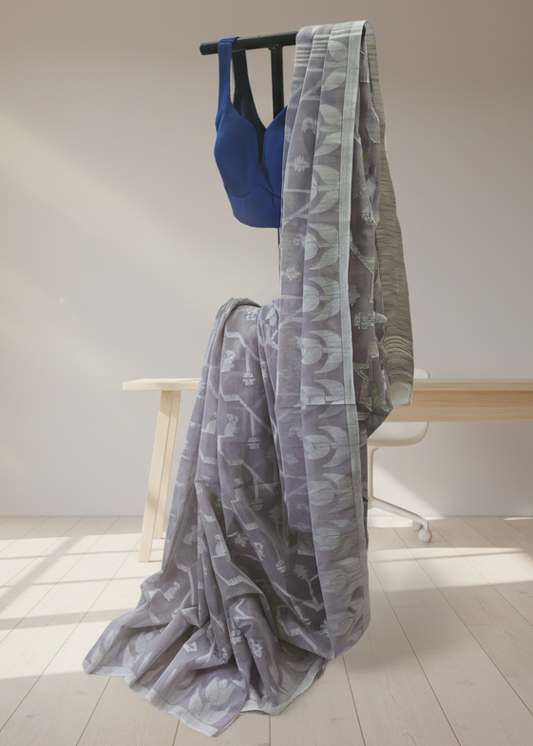 Lilac Whisper Slab Cotton Saree