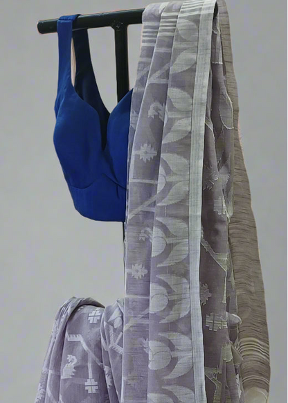 Lilac Whisper Slab Cotton Saree