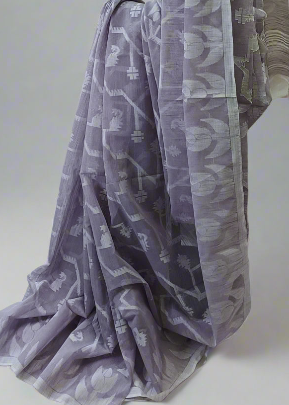 Lilac Whisper Slab Cotton Saree