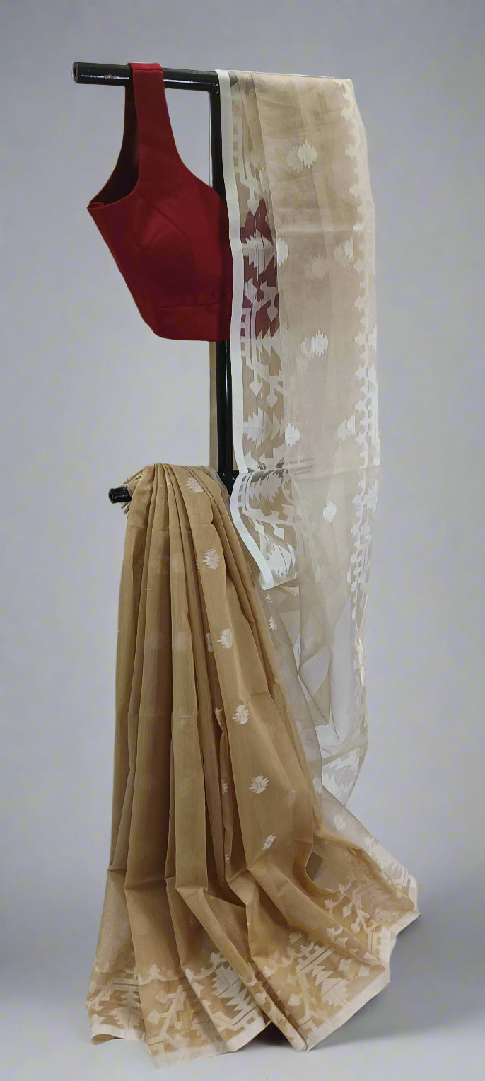 Chhaon Beige Muslin Organza Saree