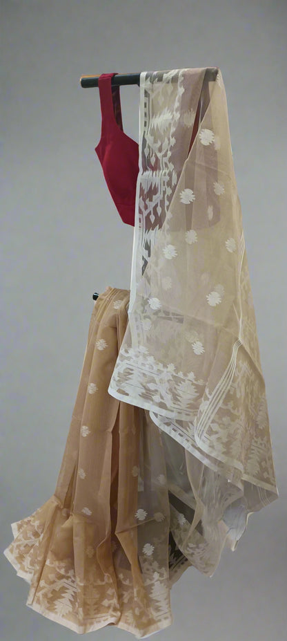 Chhaon Beige Muslin Organza Saree