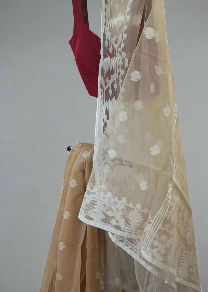 Chhaon Beige Muslin Organza Saree