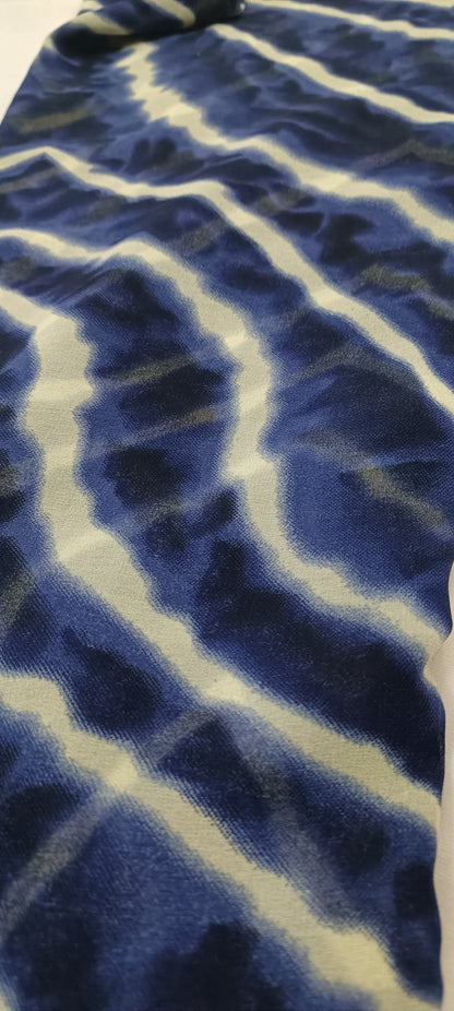 Midnight Ripple Chiffon Saree